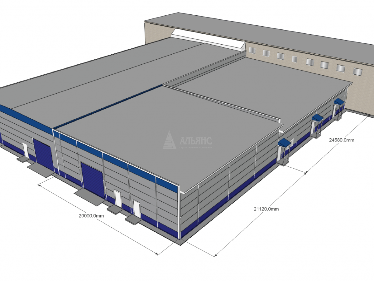 3D визуализация Ангар-склад из сэндвич-панелей - фото 10